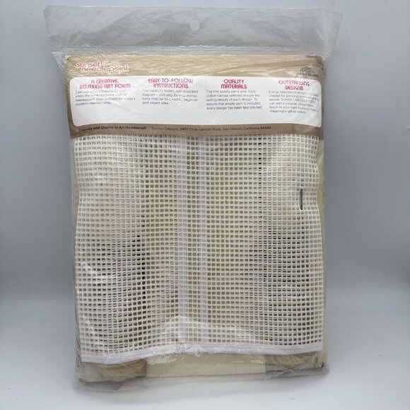 Vtg Sunset Needlepoint Kit Diamond Gros Point Pillow 16x16 Audrey Powell Sealed - Picture 7 of 9